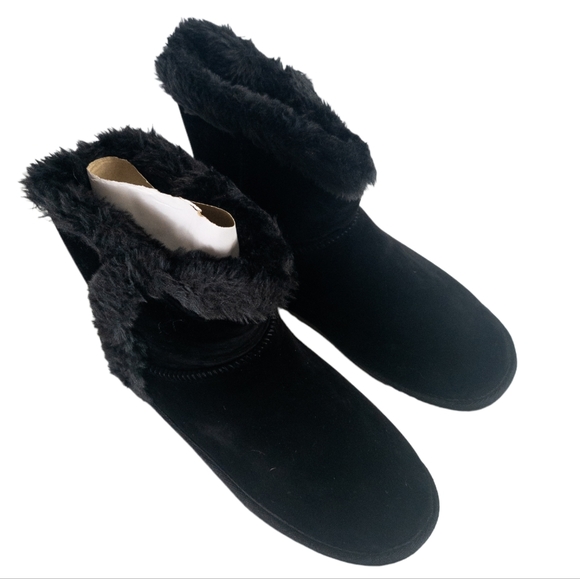 Sugar Polly Fuzzy Winter Booties Black -8 - Picture 7 of 9
